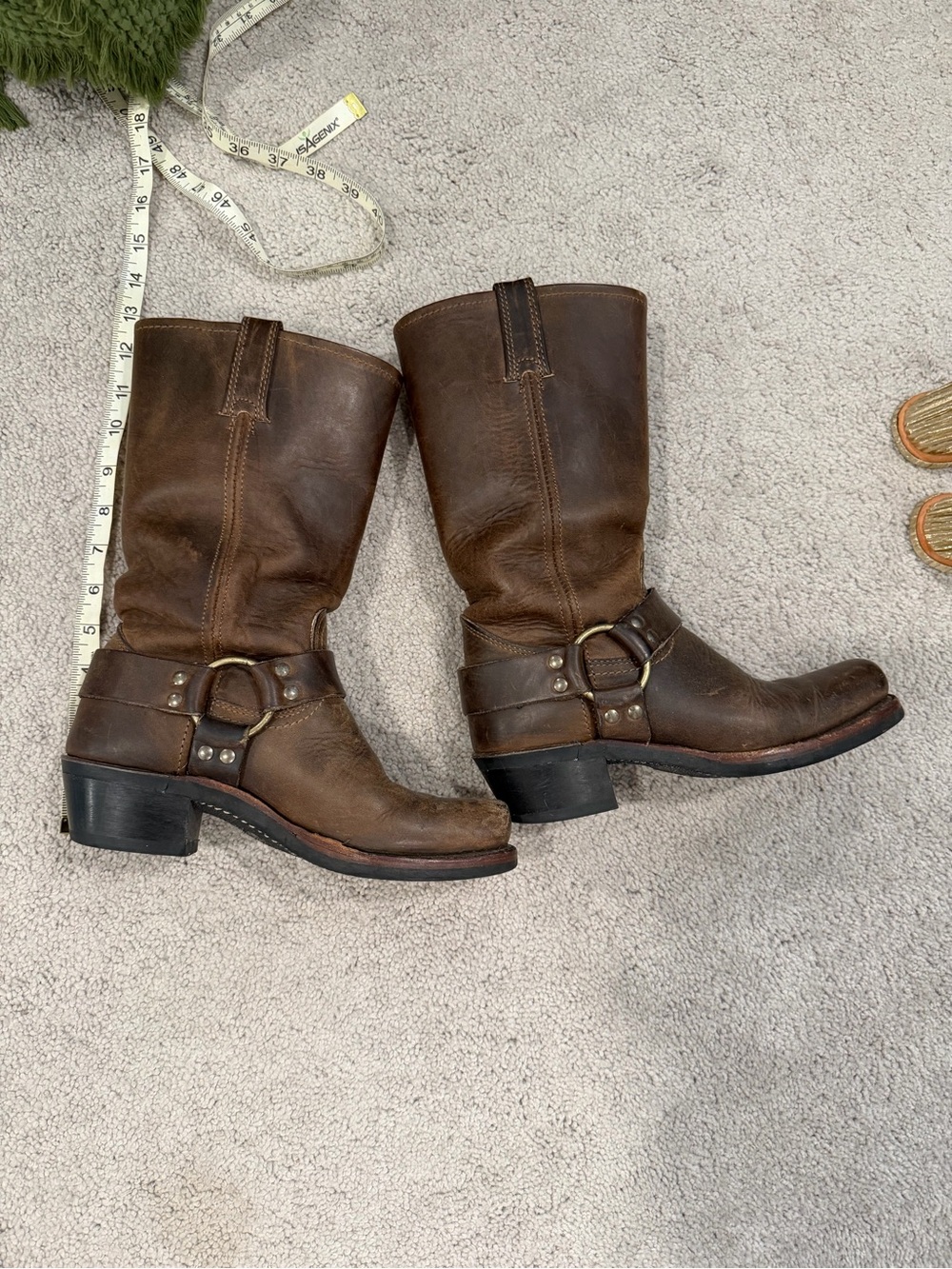 Frye Classic Brown Leather Harness Boots - Women's